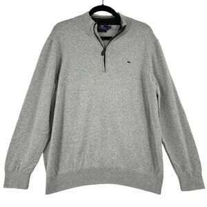 Vineyard‎ Vines Quarter Zip Pullover Sweater Mens L Cotton Cashmere Gray